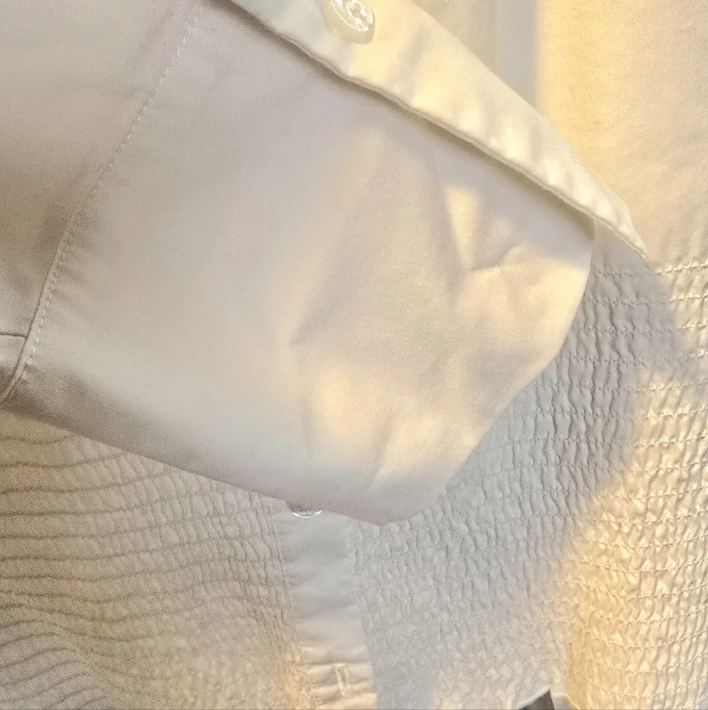 Guess Cream Button-Down Collared Long-Sleeve Top - Picture 3 of 4